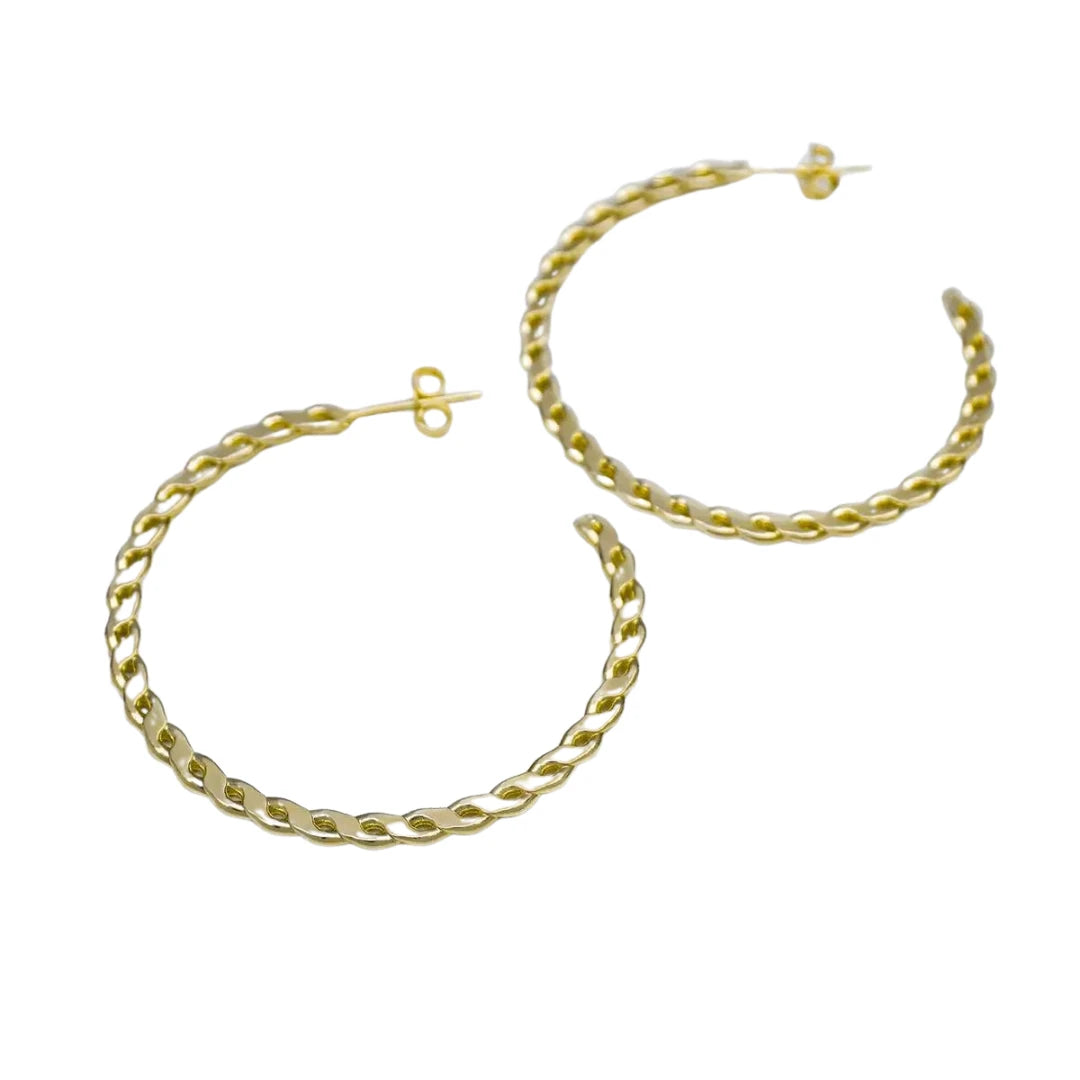 Semi Candonga Trenzada en Oro Laminado 18K – Estilo Elegante 3.8 cm-34134