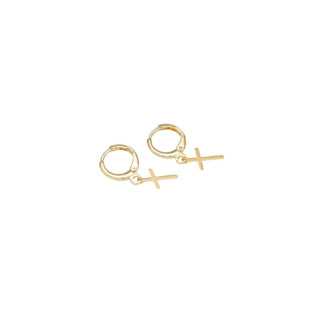 Cruz Delgada-Aretes-Mujer-Topos