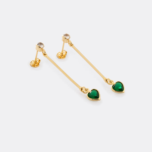 Arete colgante Love Verde